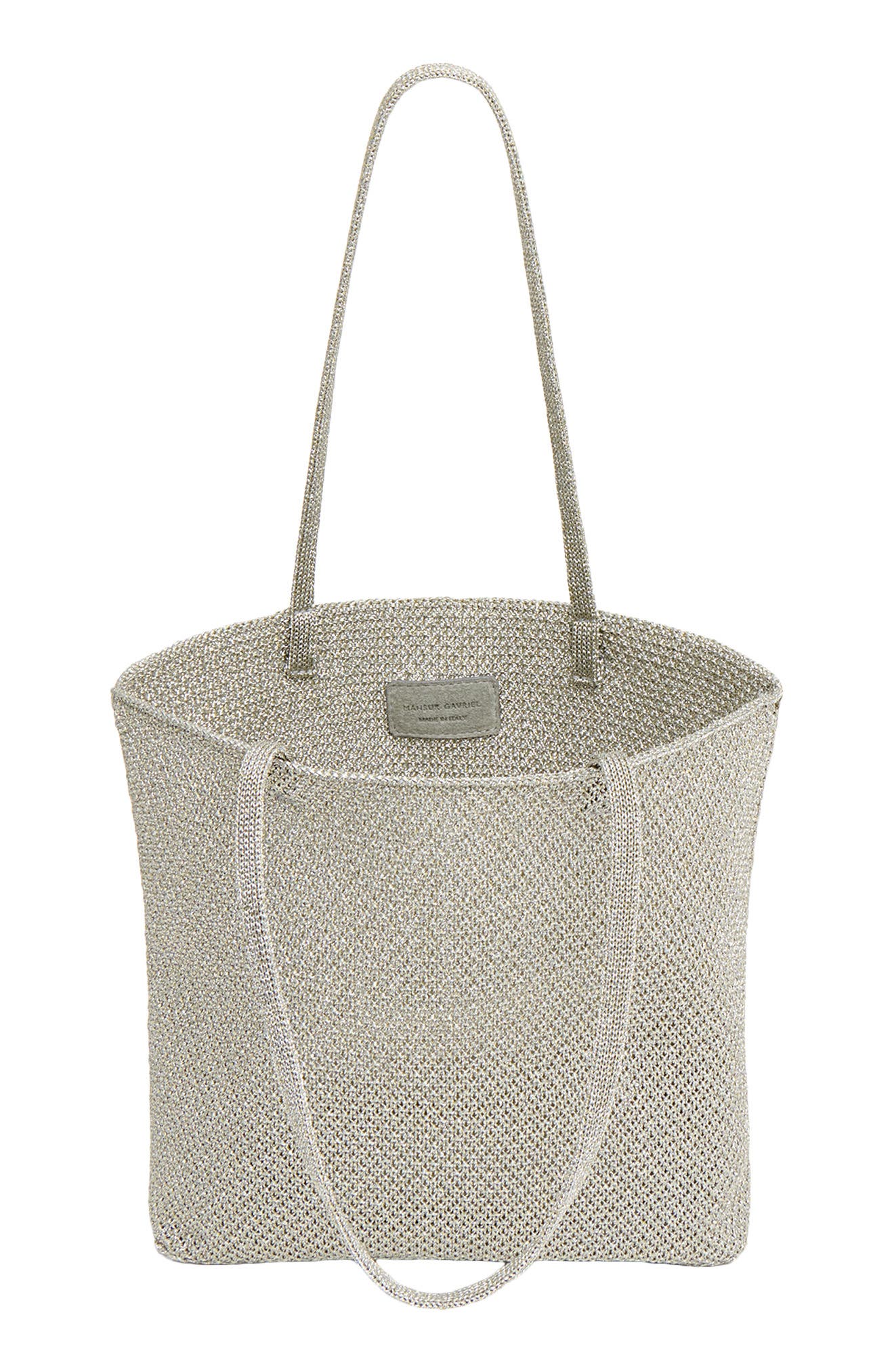 Filo Metallic Knit Tote, Alternate, color, SILVER