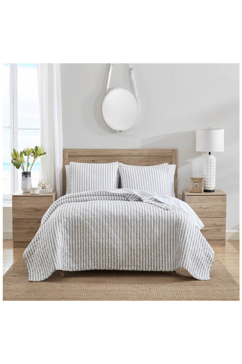 Willow Way Ticking Stripe Quilt & Sham Set, Alternate, color, LT-PASTEL GREY