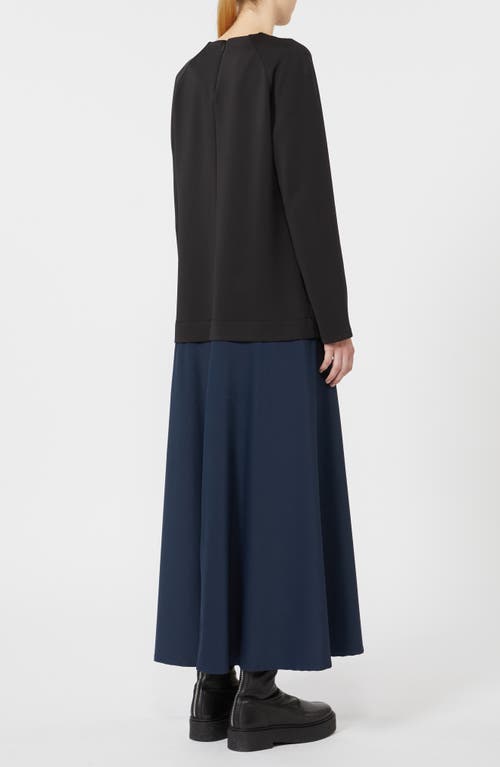 Mm By Max Mara Zadar Long Sleeve Mixed Media Maxi Dress In Black
