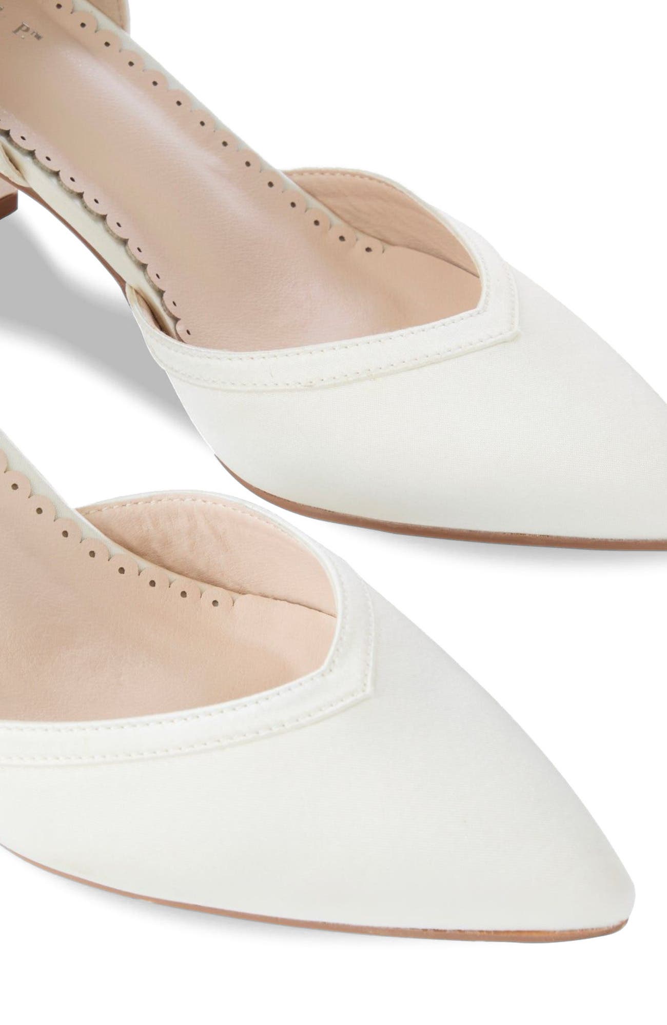 Sally Satin Block Heels Wedding Shoes, Alternate, color, Ivory