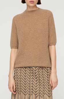 Lafayette 148 New York Basket Stitch Saddle Shoulder Cashmere Sweater