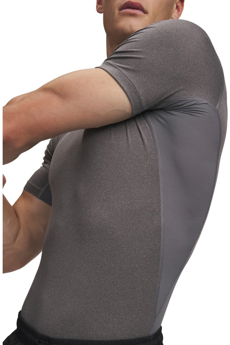 HeatGear® Armour Compression Performance T-Shirt, Alternate, color, CARBON HEATHER