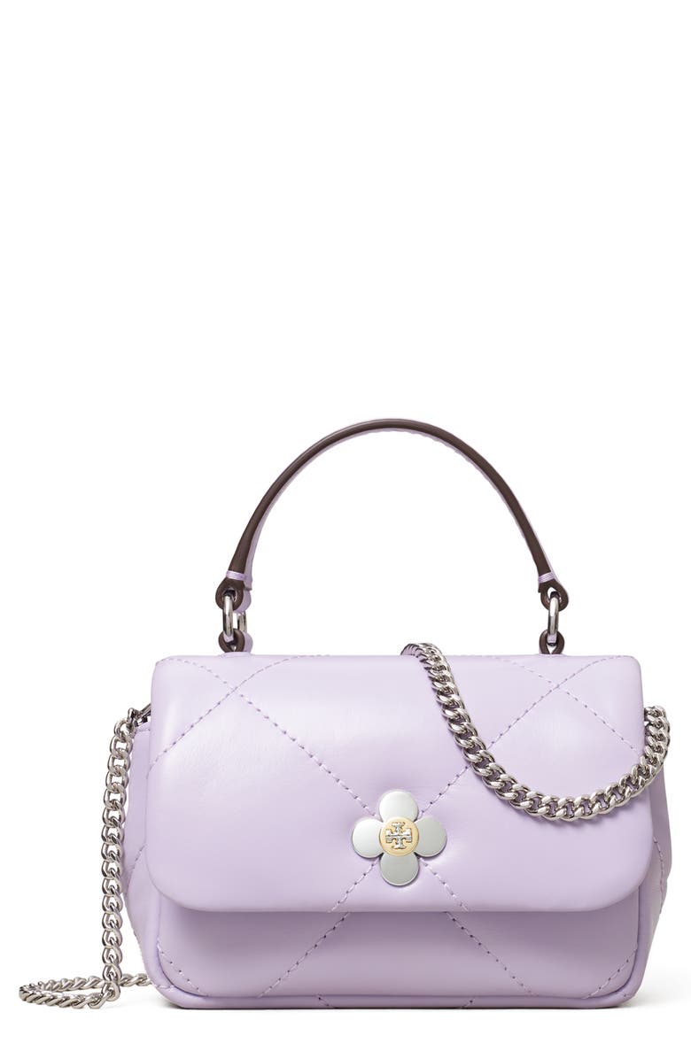 Tory Burch Micro Kira Clover Diamond Quilted Top Handle Bag, Main, color,