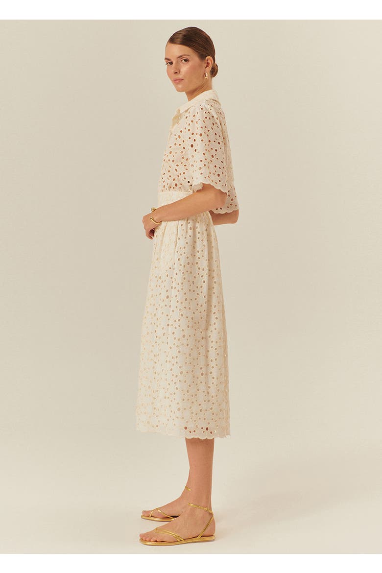 Paisley Cotton Midi Skirt, Alternate, color, Ecru