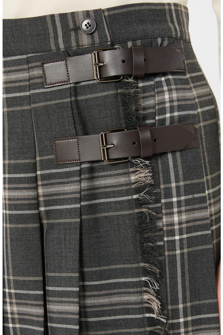 Prisma Plaid Pleated Midi Skirt, Alternate, color, DARK GREY