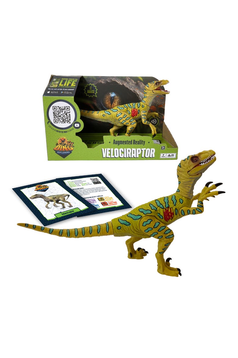 Ar Dinosaur Xl and Brick Combo, 10" Velociraptor Sound Figure, Alternate, color, Multicolored