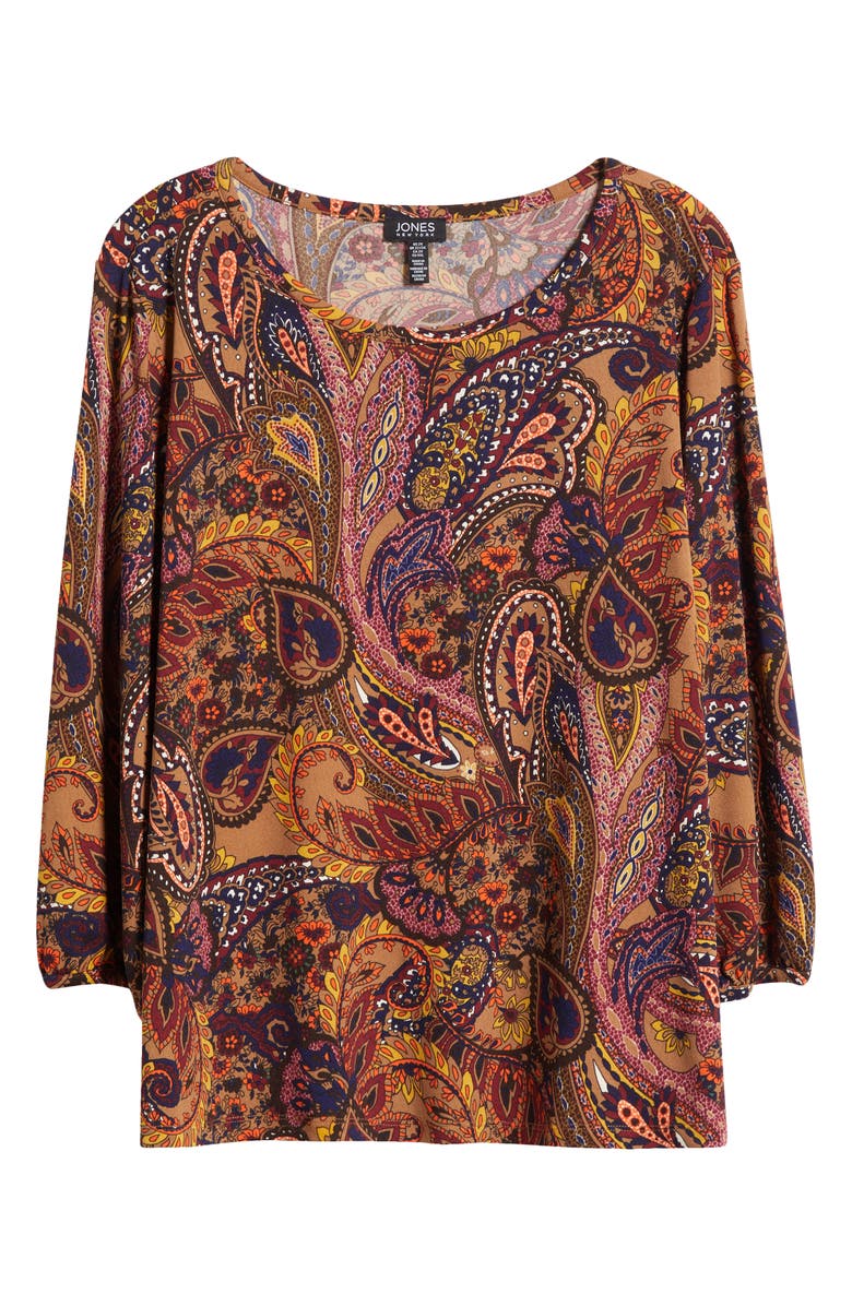 Jones New York Moss Print Crepe Top, Alternate, color,