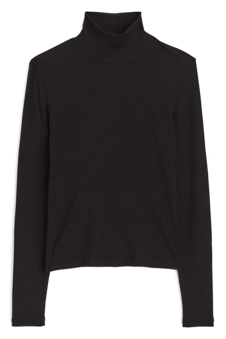 LuxeRib Turtleneck Top, Main, color, JET BLACK