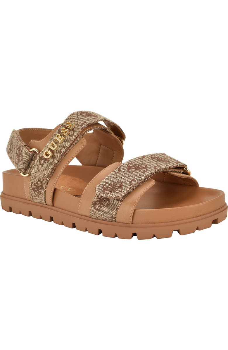 GUESS Florizi Quarter Strap Sandal, Main, color, Beige/ Brown