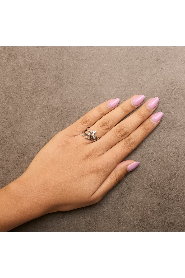 14K White Gold 3/8 Cttw Diamond Swirl Engagement Bridal Ring Set, Alternate, color, White Gold