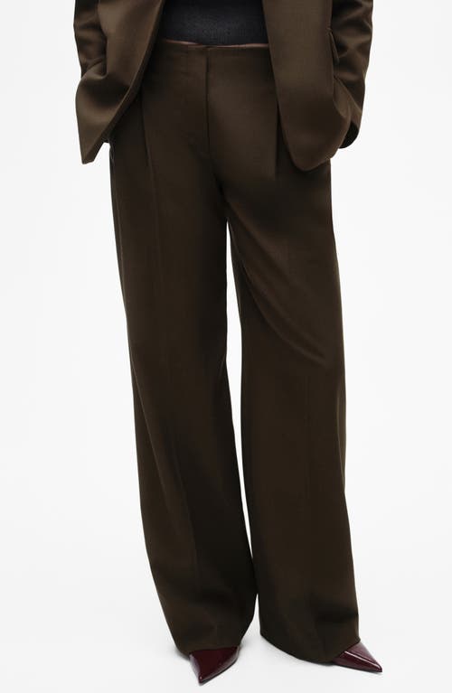 Shop Mango Wide Leg Suit Pants In Khaki Brown