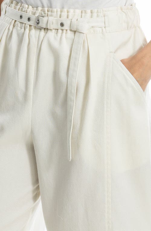 Max Studio Belted Pique Barrel Leg Pants In White