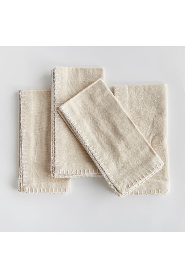 Addie Taupe 100% Cotton Cloth Dinner Napkins Set of 4, Alternate, color, Beige