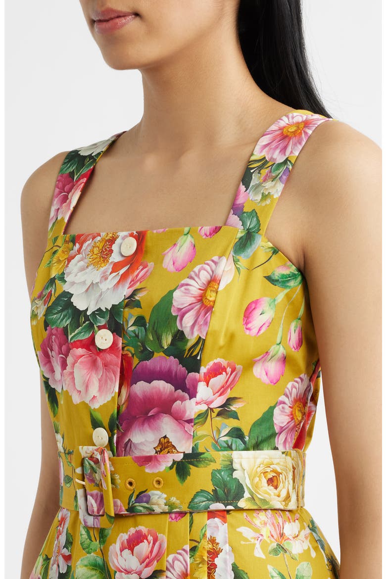 Floral Print Fit & Flare Sundress, Alternate, color, MUSTARD FLORAL