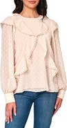 GIBSONLOOK Ophelia Ruffle Clip Dot Chiffon Top