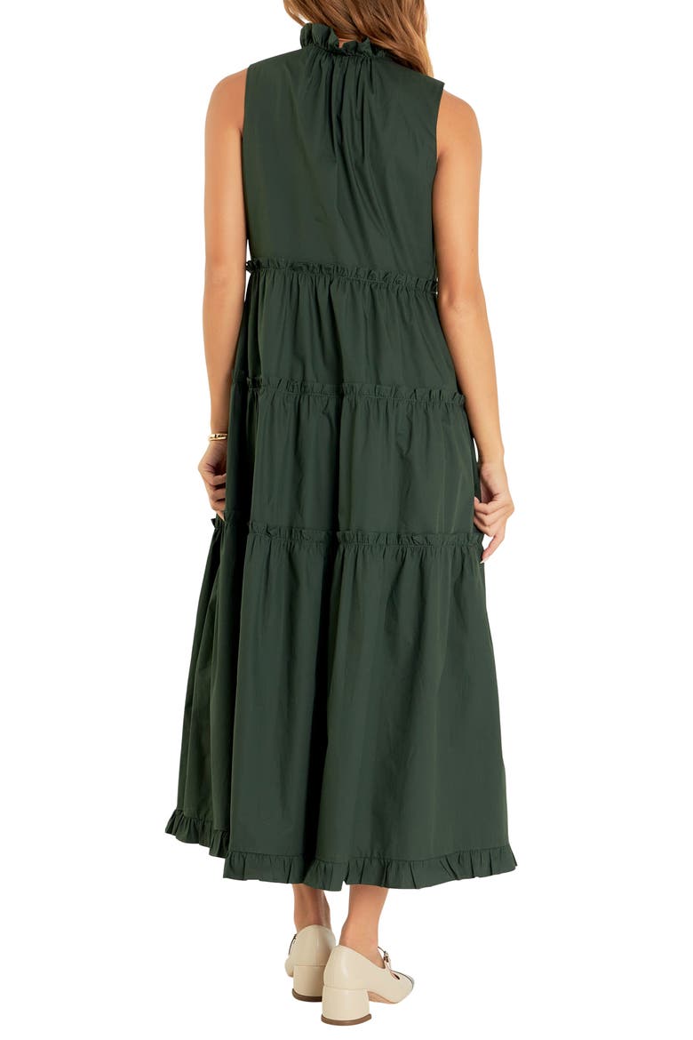 Sleeveless Tiered Cotton Maxi Dress, Alternate, color, OLIVE