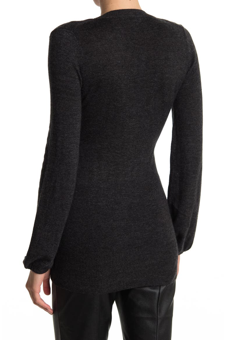 Vertigo Balloon Sleeve Henley Sweater, Alternate, color, CHARCOAL