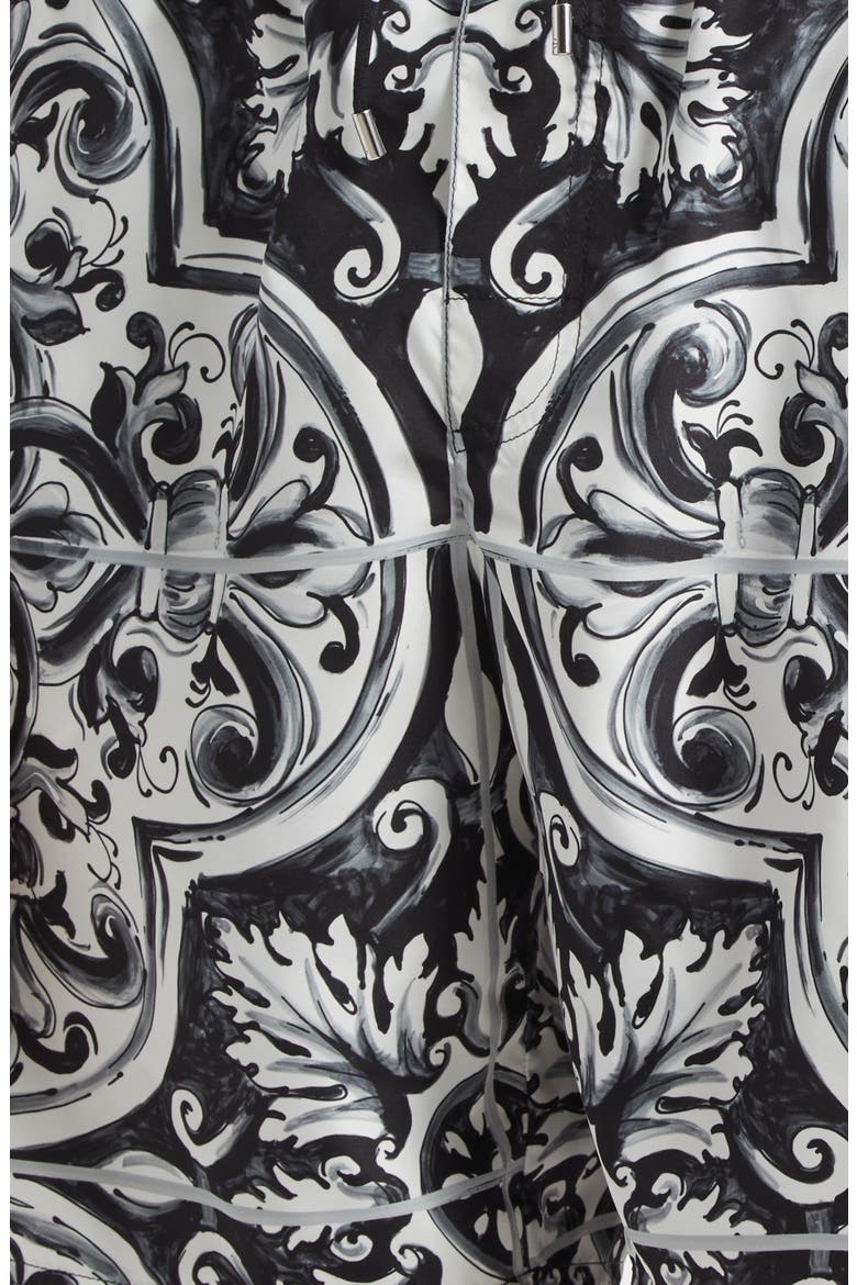 Majolica Print Swim Trunks, Alternate, color, HY5DQ MAIOLICA 2L NERO