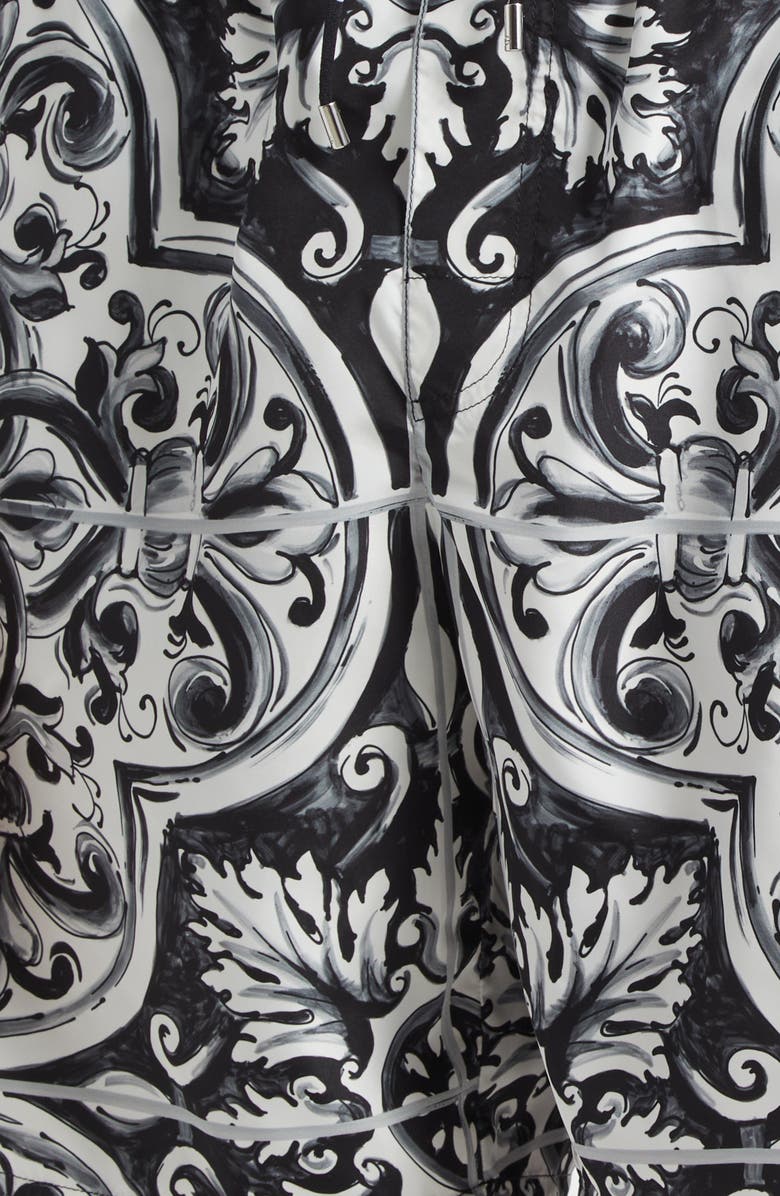 Dolce&Gabbana Majolica Print Swim Trunks, Alternate, color, Hy5dq Maiolica 2L Nero