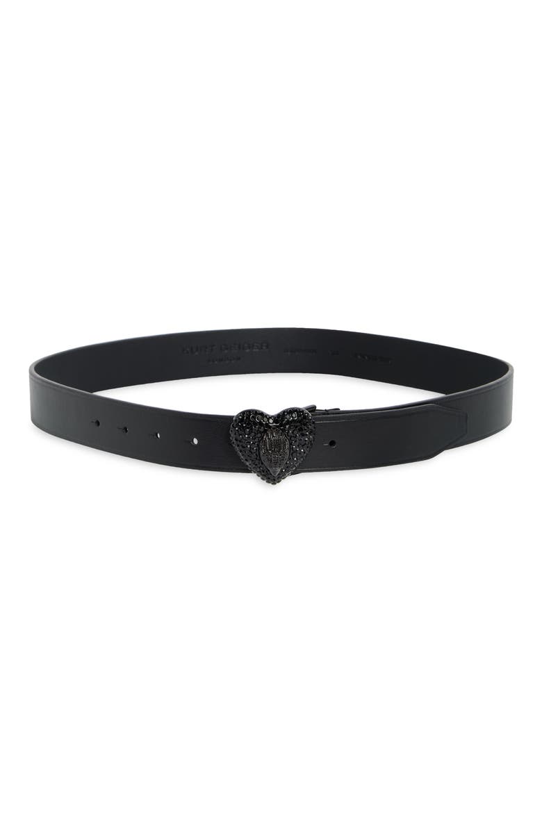 Stone Heart Leather Belt, Main, color, BLACK