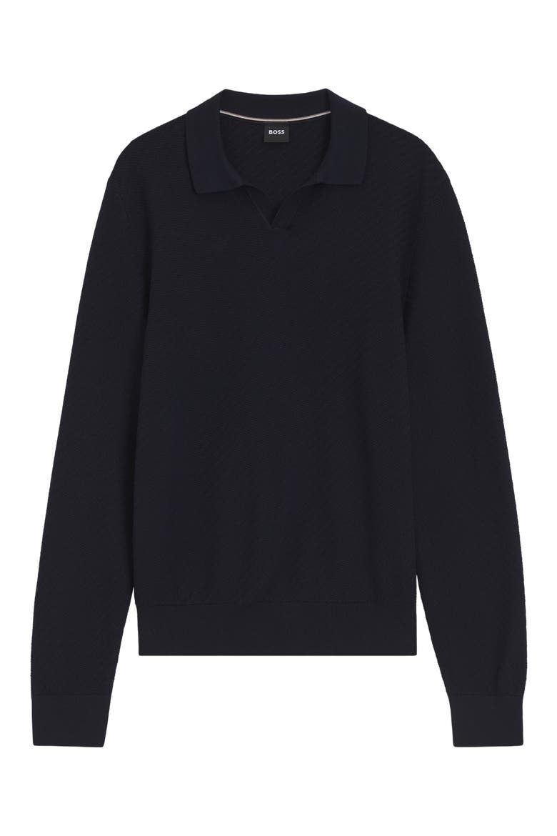 H-Lomarino Long Sleeve Cotton Polo, Alternate, color, DARK BLUE