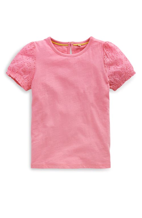 Mini Boden Kids' Embroidered Eyelet Accent Cotton Top In Bubblegum Pink