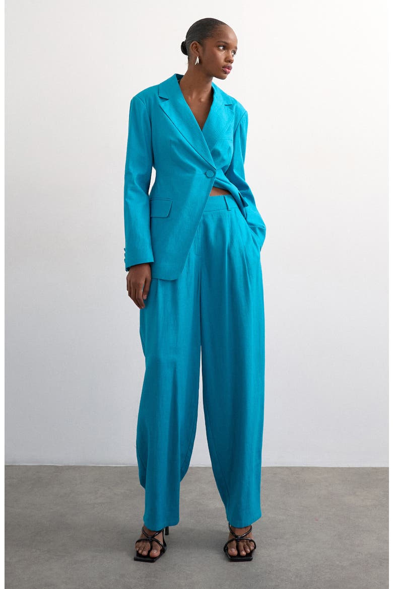 Occasion Barrel Pants, Alternate, color, TURQUOISE
