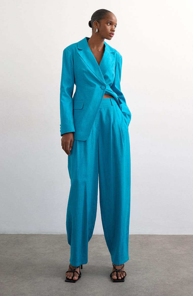 Topshop Occasion Barrel Pants, Alternate, color, Turquoise