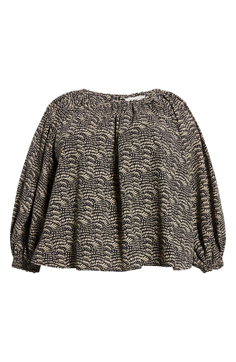 Treasure & Bond Long Sleeve Print Top, Alternate, color, Black- Ivory Coco Fan