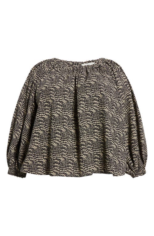 Treasure & Bond Print Raglan Sleeve Cotton Top In Black