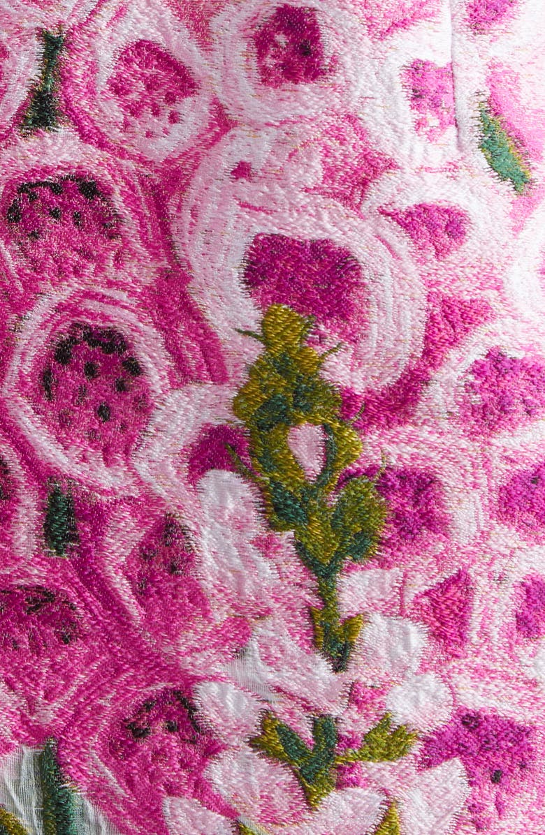 Oscar de la Renta Foxglove Print Off the Shoulder Organza Dress, Alternate, color, Lilac/ Sky