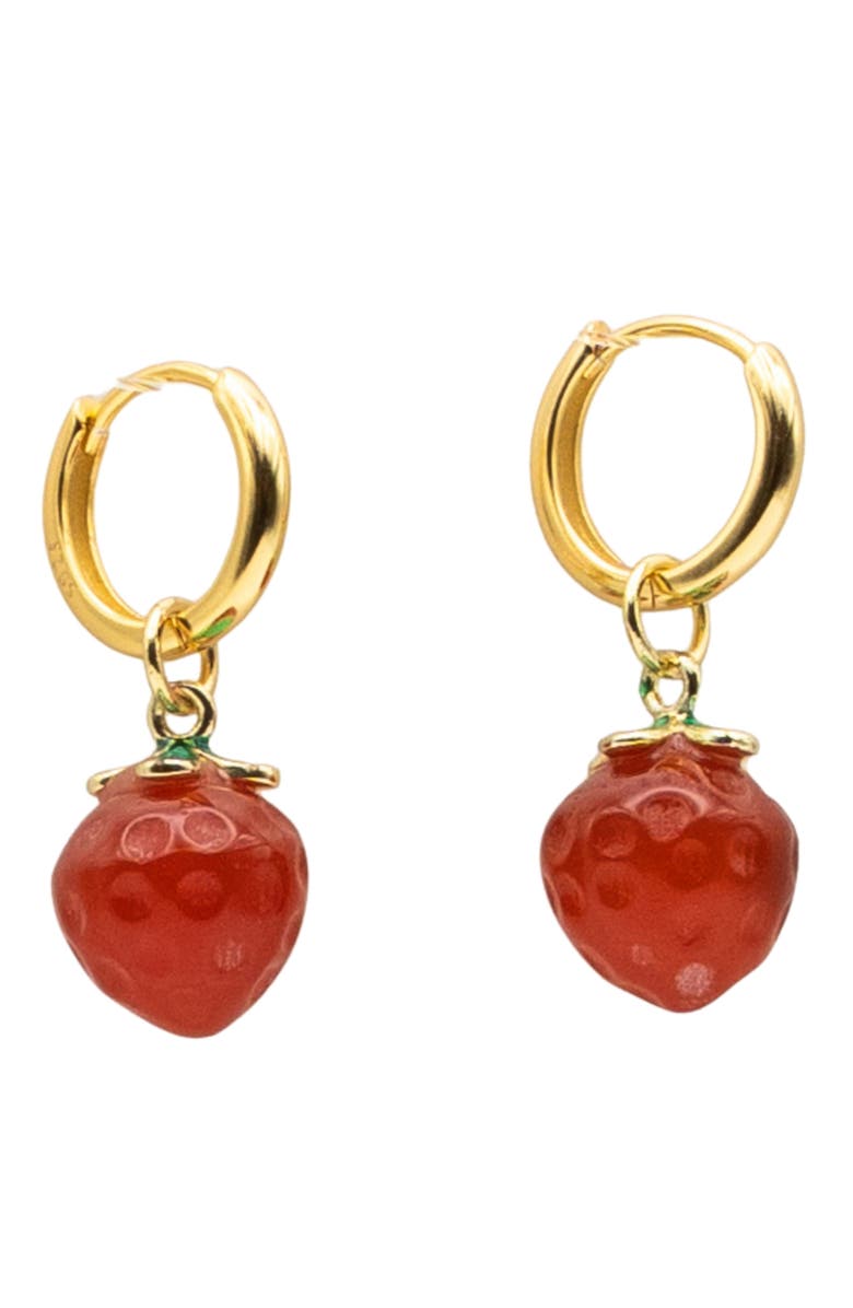 seree Harvest Strawberry Jade stone charm earrings, Main, color, Pink