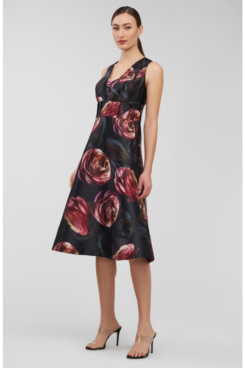 Antonia Fit & Flare Dress, Alternate, color, PRIMROSE/ ONYX