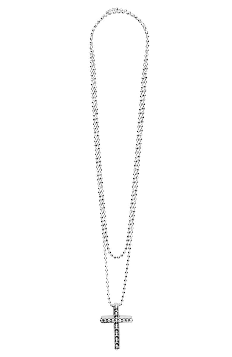 LAGOS Signature Caviar Cross Pendant Necklace, Alternate, color, 