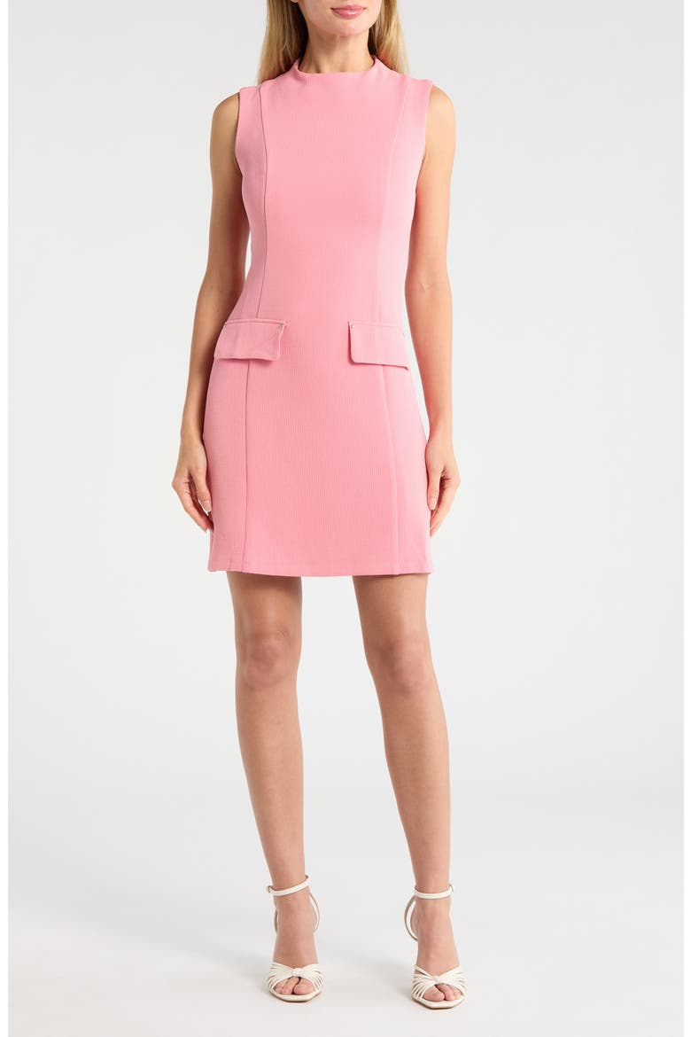 Mock Neck Extender Shoulder Pocket A-Line Dress, Main, color, CONFETTI PINK