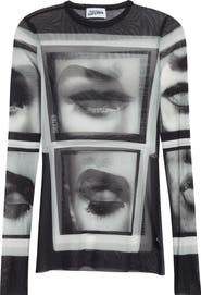 Jean Paul Gaultier Re-Edition Eyes 
Lips Long Sleeve Mesh Top