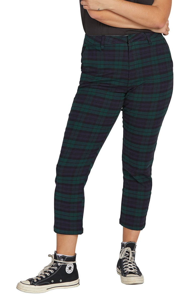 Volcom Frochickie High Waist Plaid Pants, Main, color, 