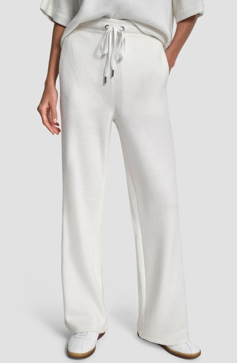 DKNY Mixed Media Knit Pants, Main, color, White