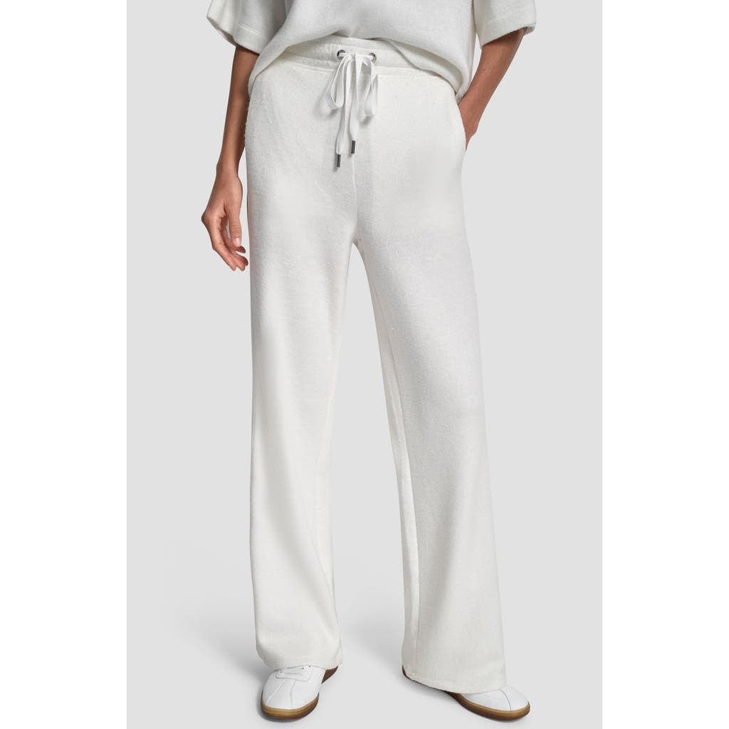 Dkny Mixed Media Knit Pants In White