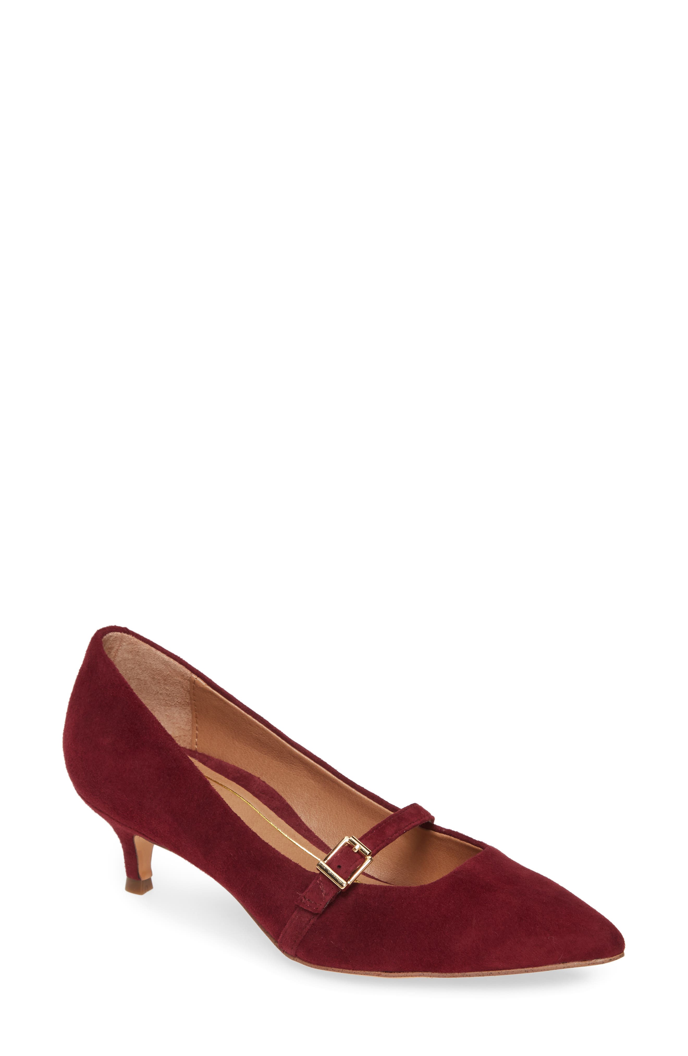 Minnie Kitten Heel Pump, Main, color, WINE SUEDE