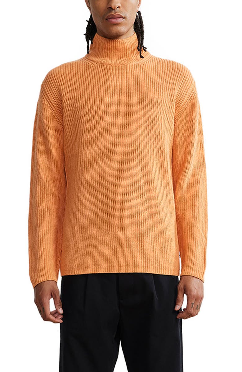 NN07 Rib Mock Neck Wool Blend Sweater, Main, color, Papaya