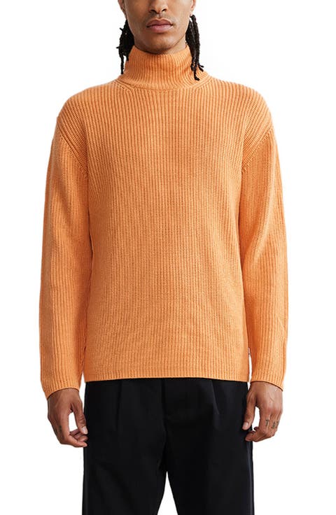 Rib Mock Neck Wool Blend Sweater