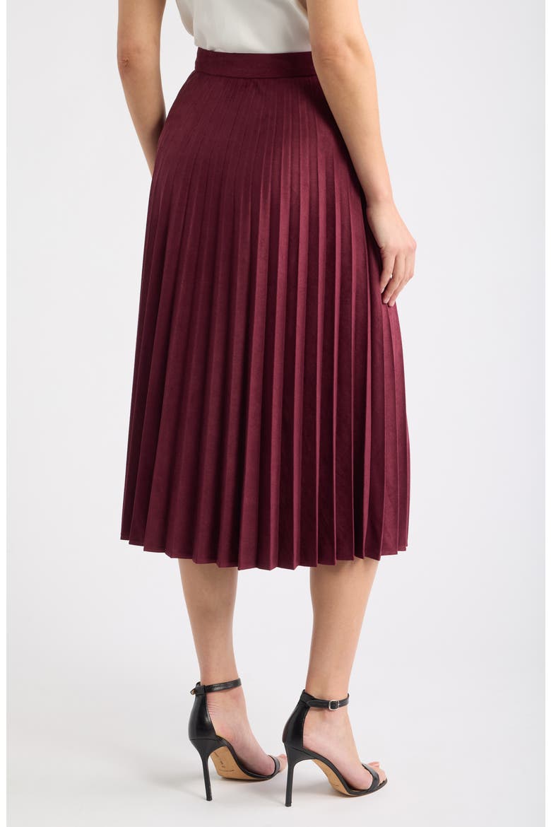 Faux Suede Pleated Skirt, Alternate, color, CRANBERRY