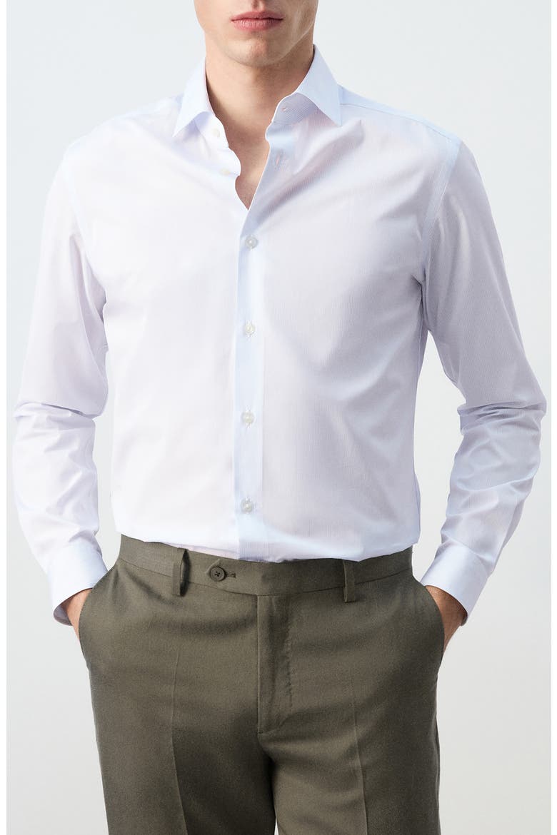 Slim Fit Stripe Cotton Button-Up Shirt, Main, color, WHITE