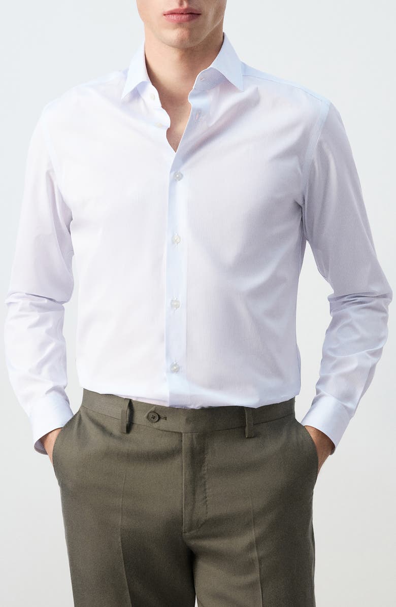 MANGO Slim Fit Stripe Cotton Button-Up Shirt, Main, color, White