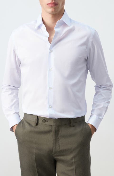 Slim Fit Stripe Cotton Button-Up Shirt