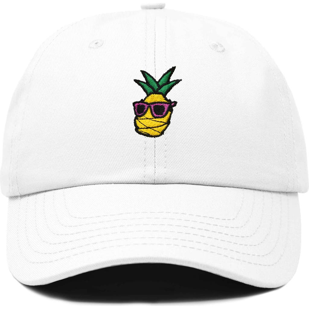 Dalix Pineapple Embroidered Dad Hat In White