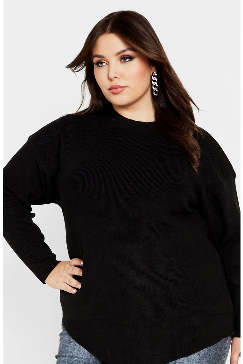 Madison Mock Neck Asymmetric Sweater, Alternate, color, BLACK