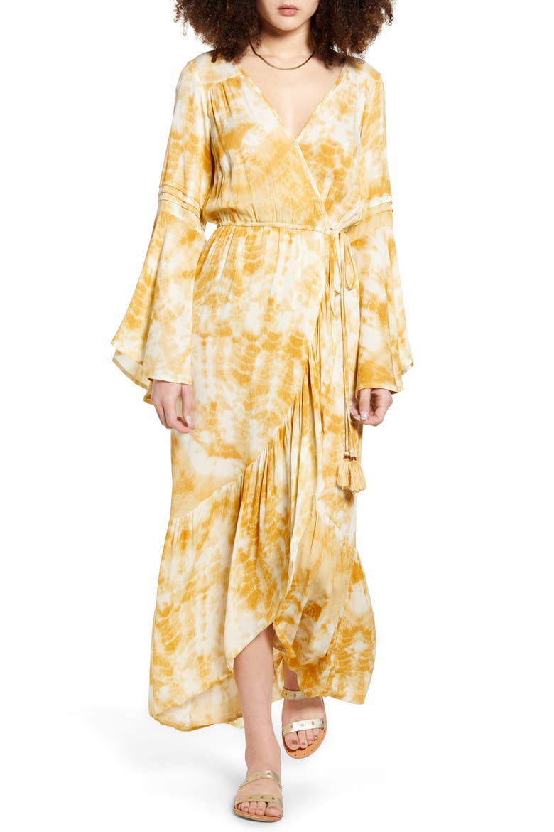 Zion Long Sleeve Maxi Dress, Main, color, GOLD IVORY