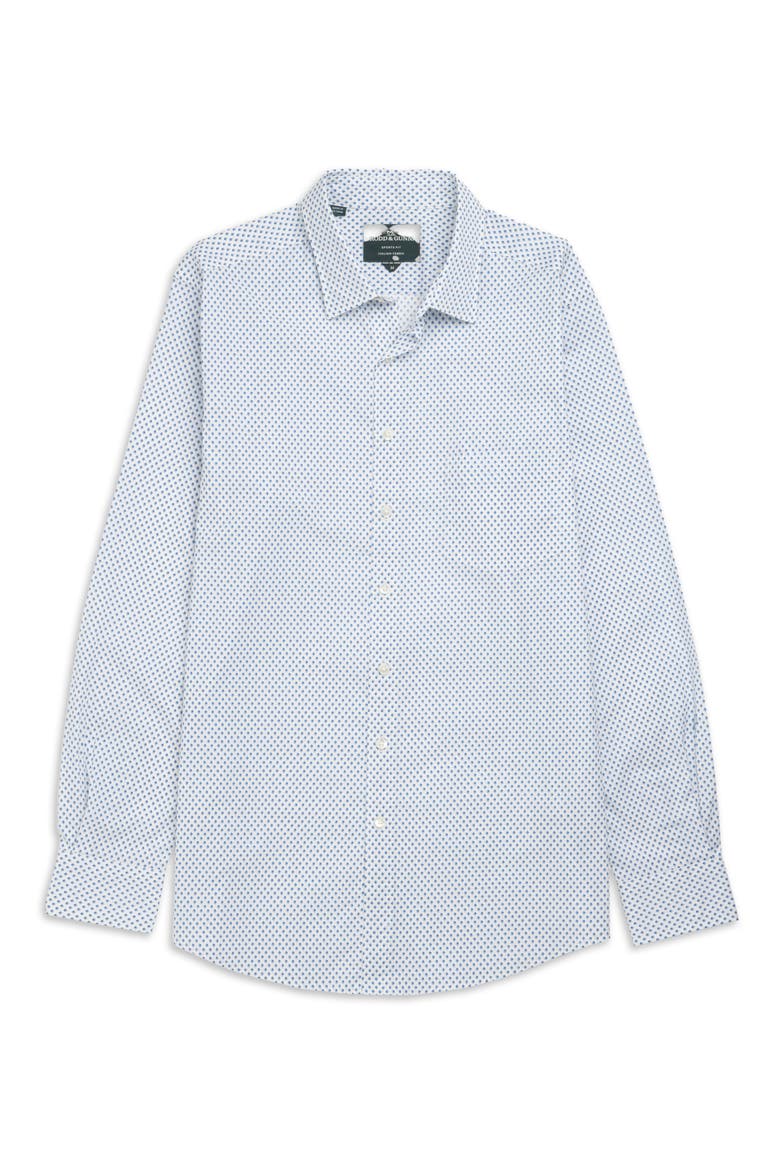 Samson Bay Sports Fit Diamond Print Cotton Button-Up Shirt, Alternate, color, SNOW